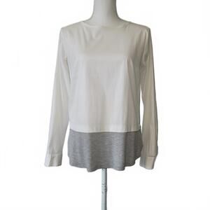 Ann Taylor Loft Illusion Layer Tunic Long Sleeve Blouse Top Shirt White XS